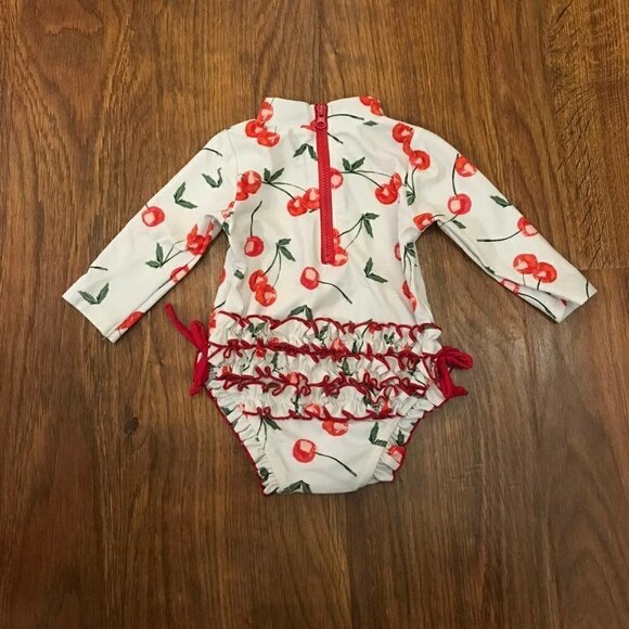 Jessica Simpson cherry long sleeve rashguard swimsuit - Picture 2 of 3